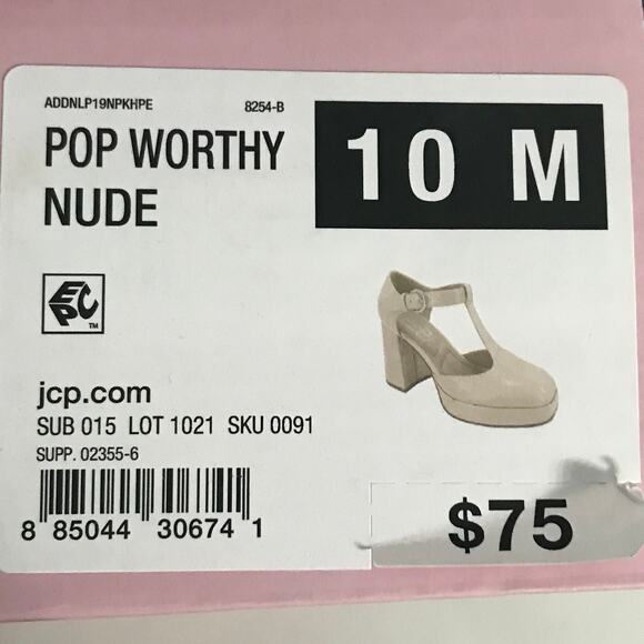 Pop Shoes Size 11 Womens Platform Mary Jane Heels Tan New With Box Eleven Buckle - Picture 2 of 12